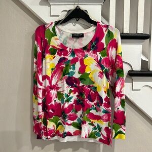 Jones New York Woman’s Petite Long Sleeve Floral Knit Top Size M